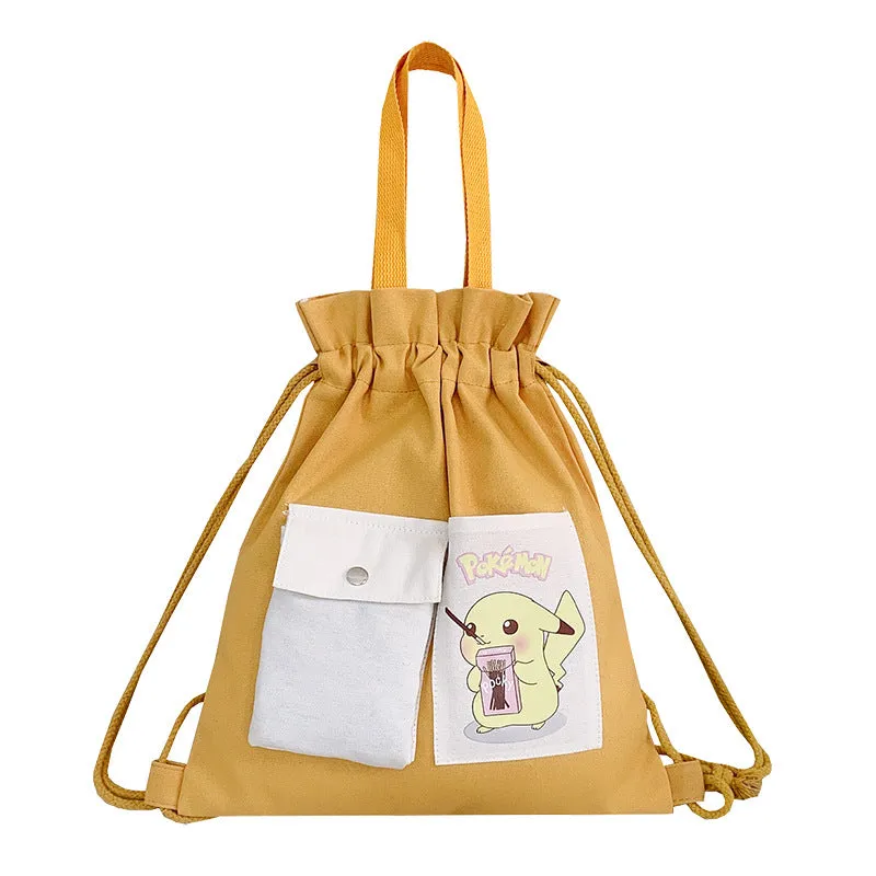 Drawstring Canvas Creative Fresh Female Portable Backpacks