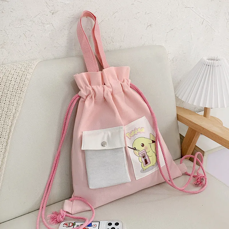 Drawstring Canvas Creative Fresh Female Portable Backpacks