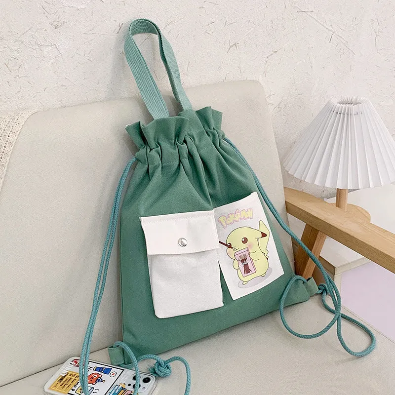 Drawstring Canvas Creative Fresh Female Portable Backpacks