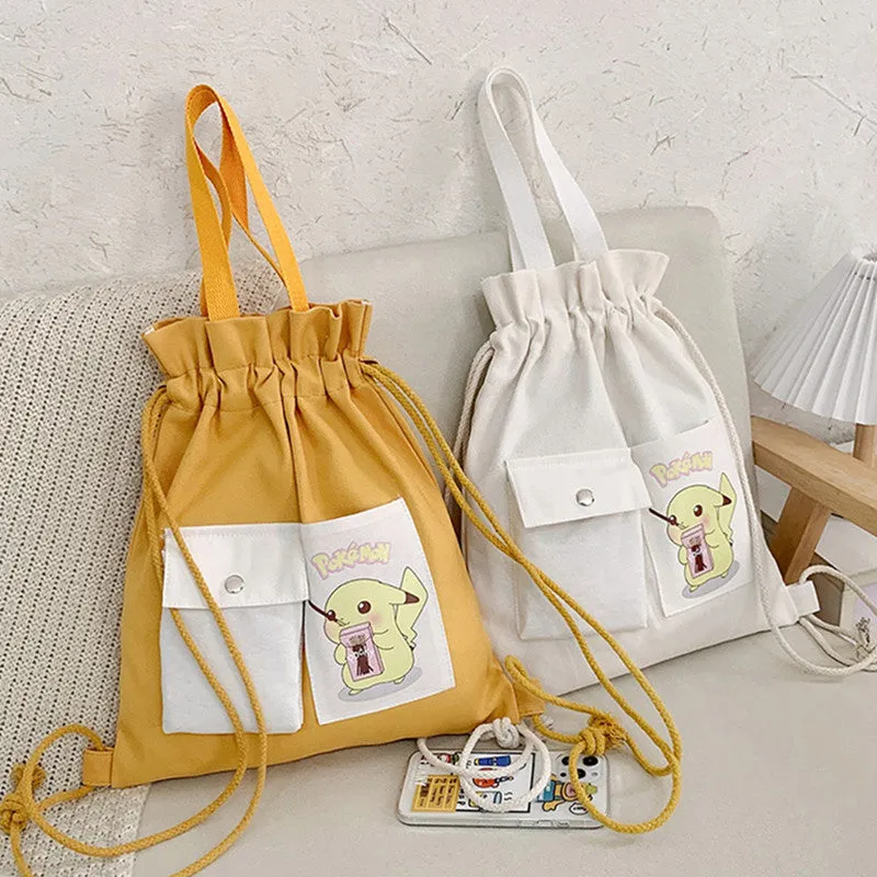 Drawstring Canvas Creative Fresh Female Portable Backpacks