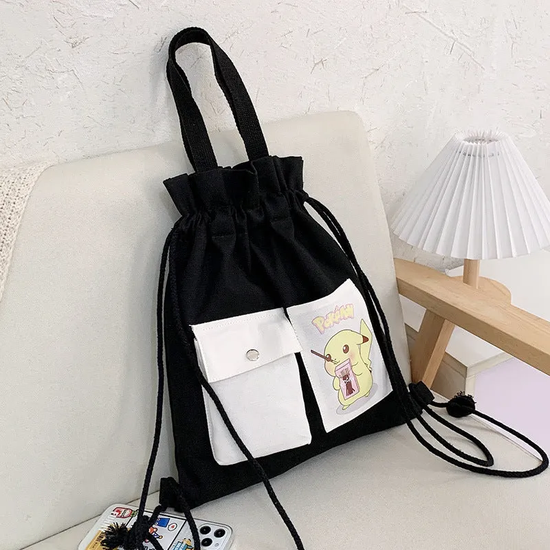 Drawstring Canvas Creative Fresh Female Portable Backpacks