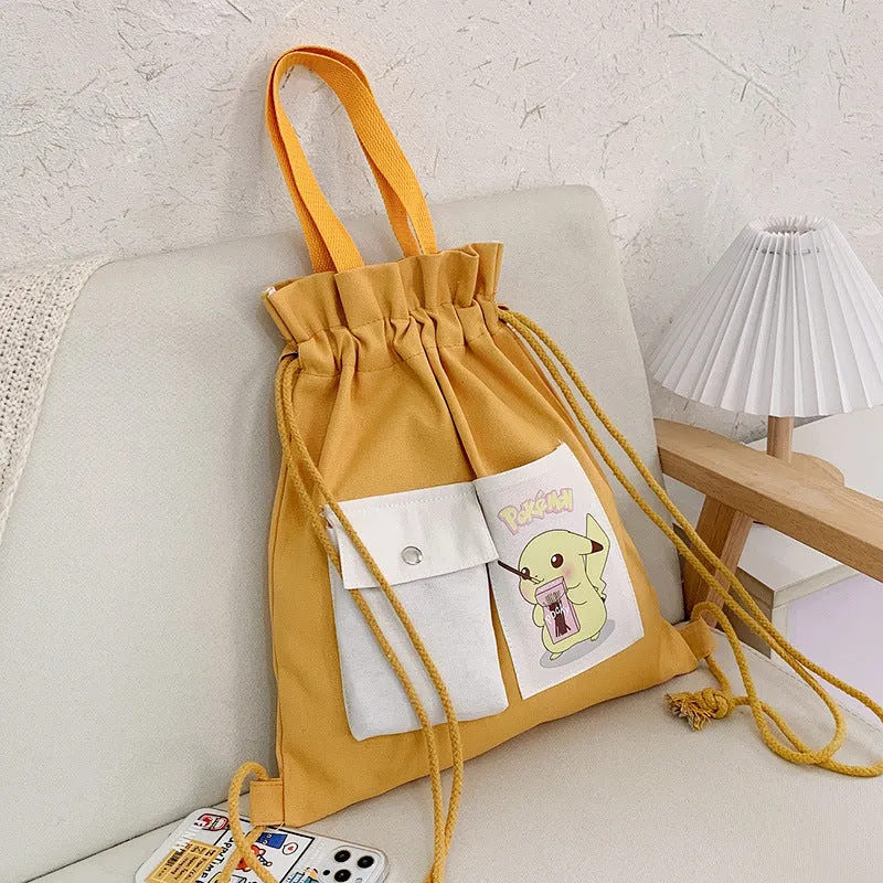 Drawstring Canvas Creative Fresh Female Portable Backpacks