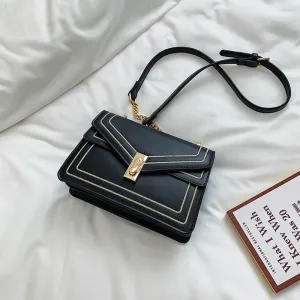 Elegant Leather Female Square Crossbody bag