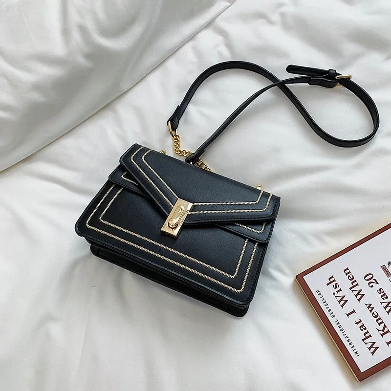 Elegant Leather Female Square Crossbody bag