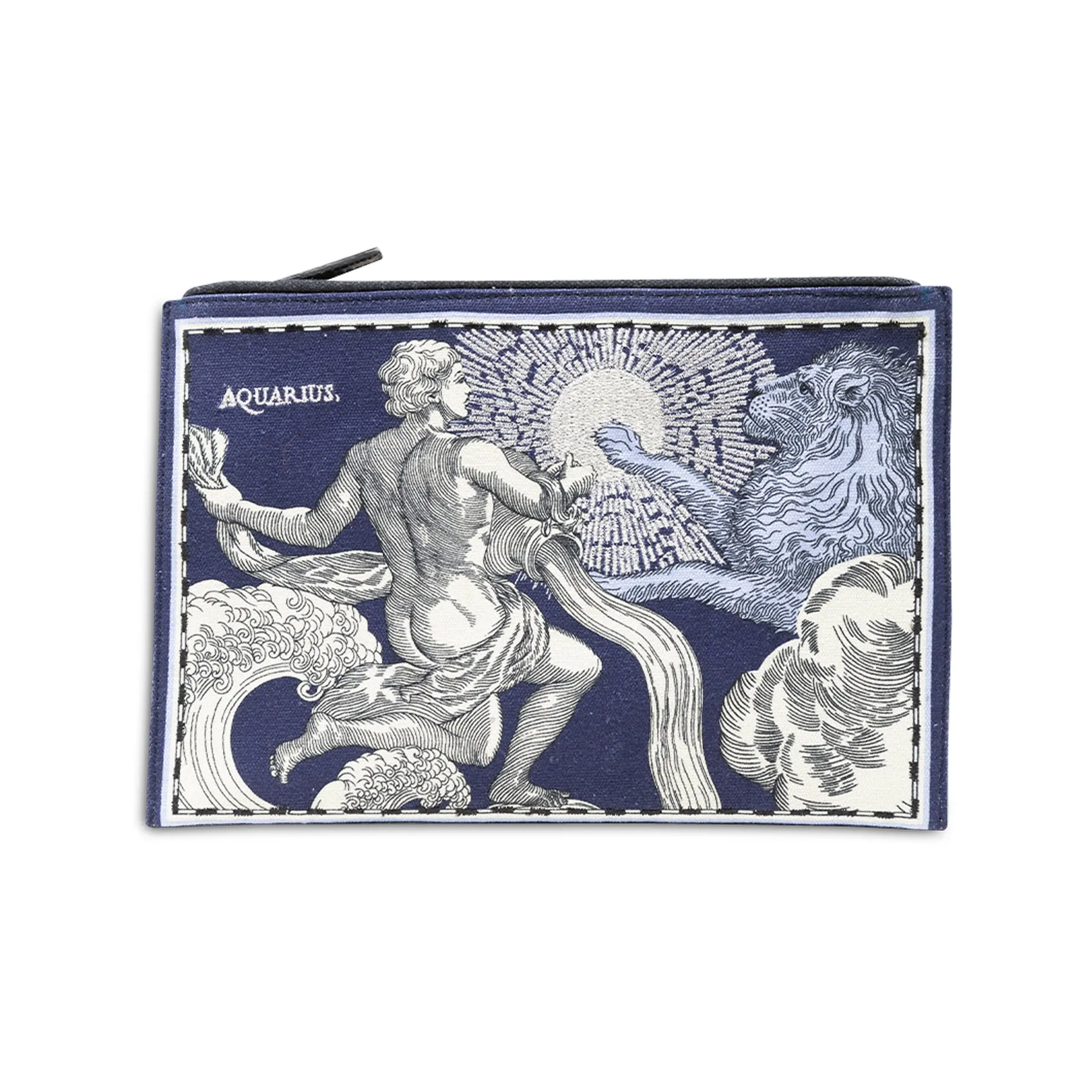 Embroidered Pouch, Astro Aquarius In Blue #1