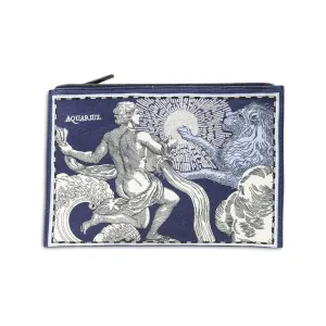 Embroidered Pouch, Astro Aquarius In Blue #1