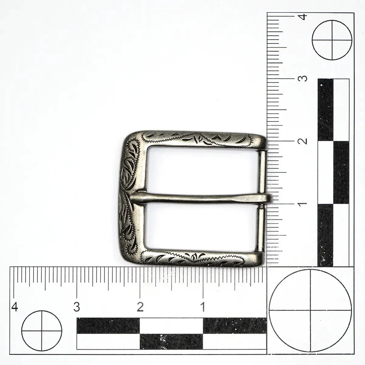 Engraved Antique Nickel HB Buckle 1 1/2 Inch