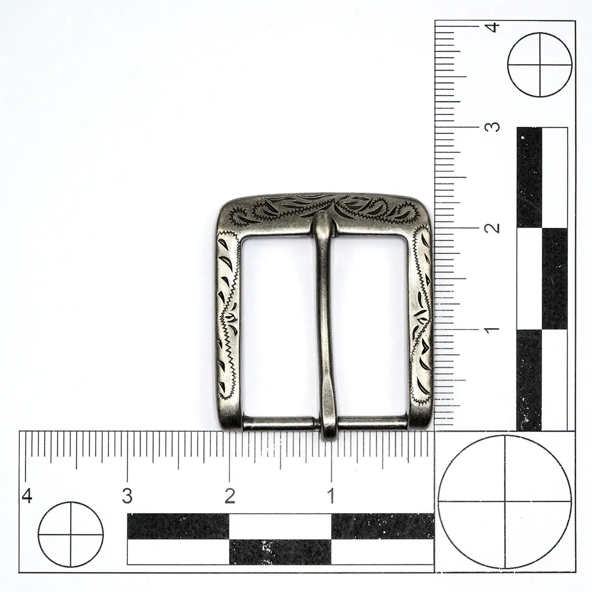 Engraved Antique Nickel HB Buckle 1 1/2 Inch