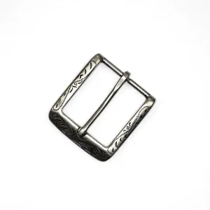Engraved Antique Nickel HB Buckle 1 1/2 Inch