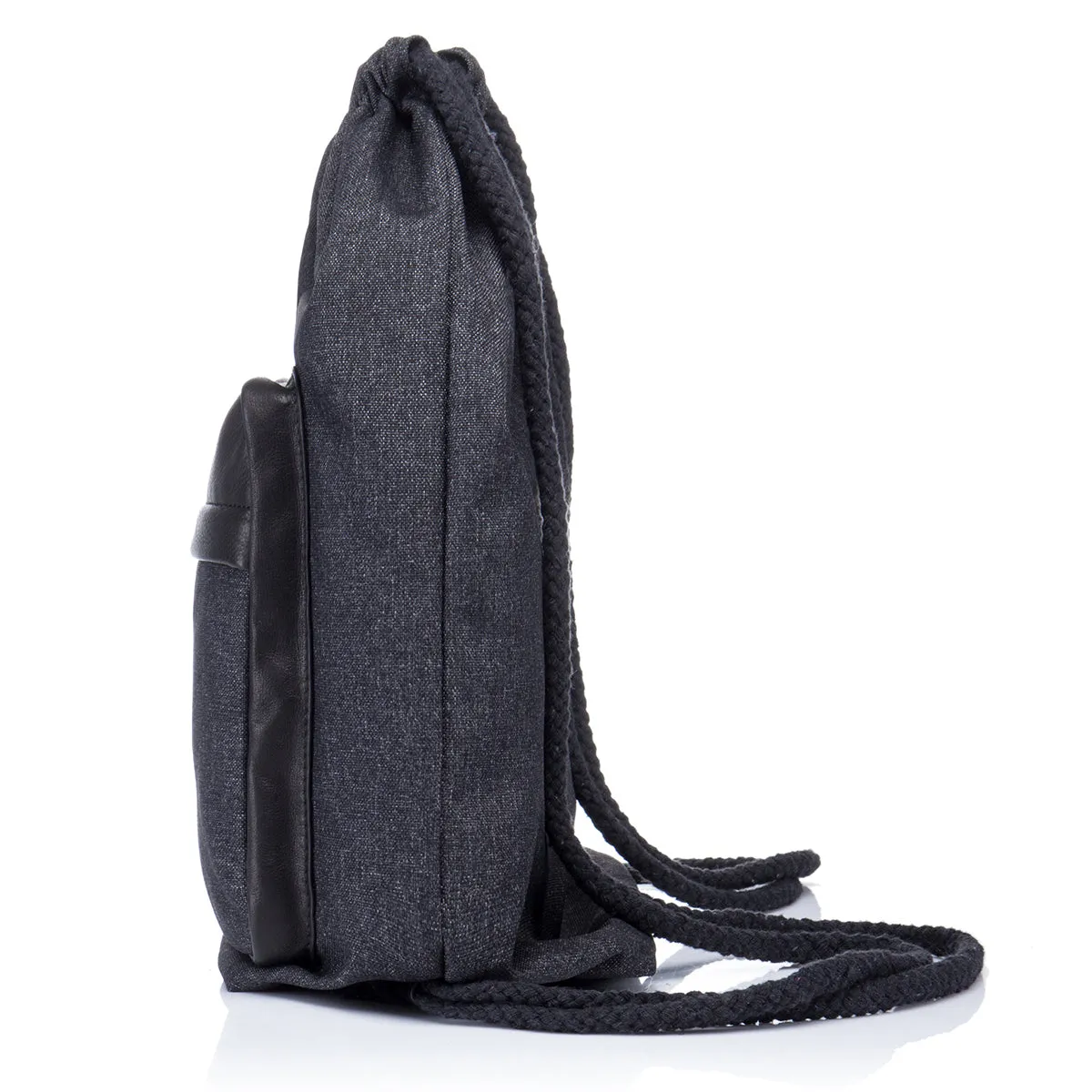 EnzoDesign Unisex Canvas Leather Drawstring Cinch Backpack