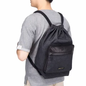 EnzoDesign Unisex Canvas Leather Drawstring Cinch Backpack