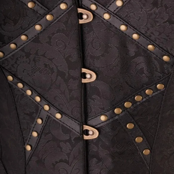 Ethan Black Brocade Corset with Shoulder Straps