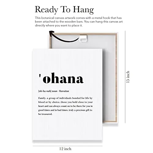 EVXID Ohana Definition Canvas Poster Painting Wall Art, Ohana Definition Print Picture Artwork Framed Ready to Hang for Home Wall Decor 12 x 15 Inch