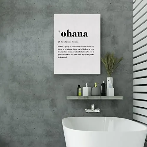 EVXID Ohana Definition Canvas Poster Painting Wall Art, Ohana Definition Print Picture Artwork Framed Ready to Hang for Home Wall Decor 12 x 15 Inch