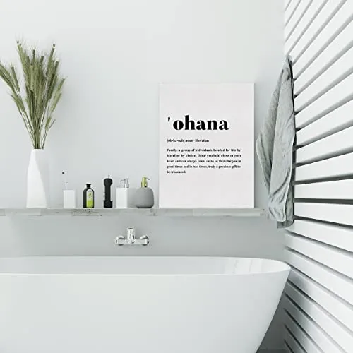 EVXID Ohana Definition Canvas Poster Painting Wall Art, Ohana Definition Print Picture Artwork Framed Ready to Hang for Home Wall Decor 12 x 15 Inch
