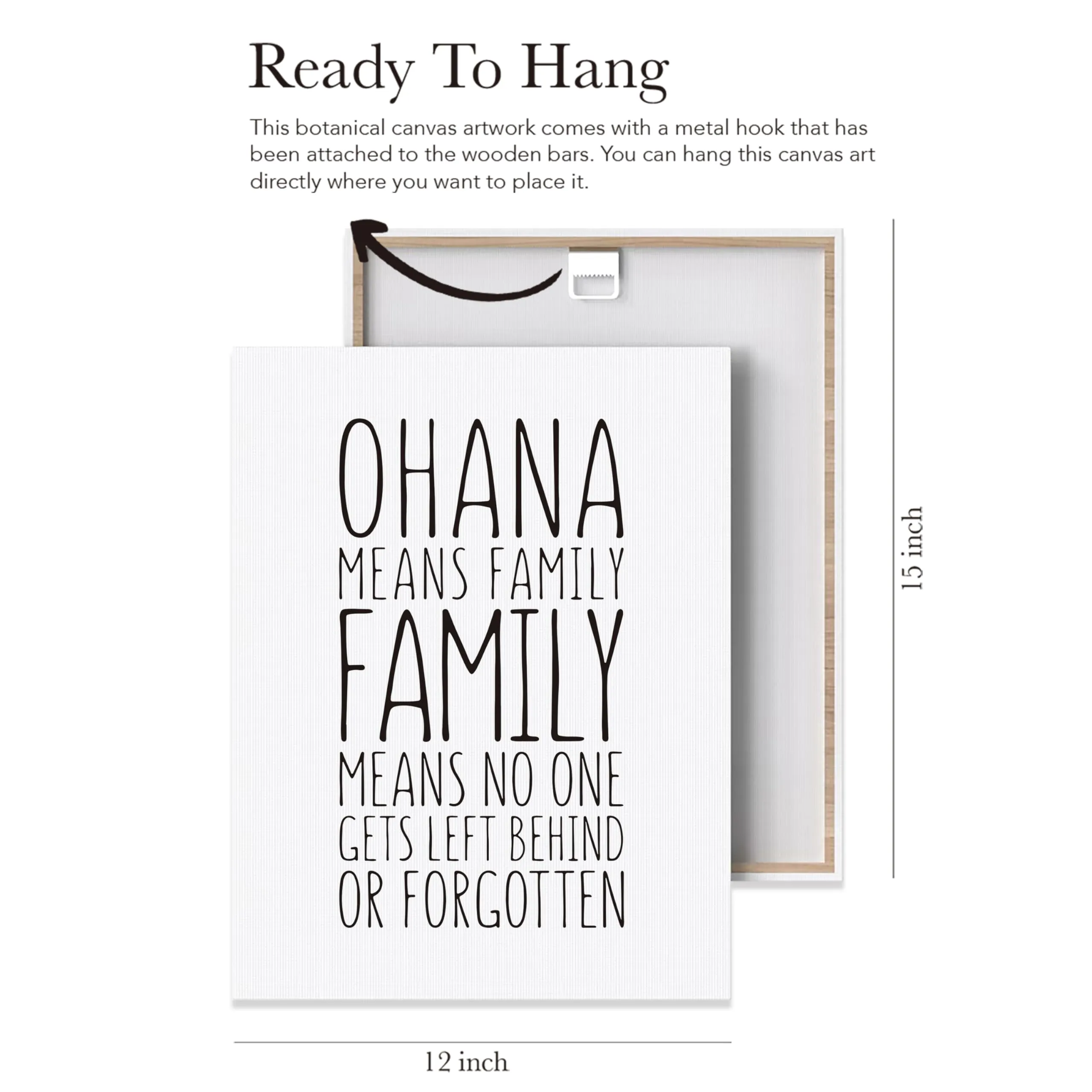 EVXID Ohana Definition Canvas Poster Painting Wall Art, Ohana Definition Print Picture Artwork Framed Ready to Hang for Home Wall Decor 12 x 15 Inch
