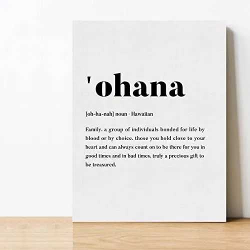 EVXID Ohana Definition Canvas Poster Painting Wall Art, Ohana Definition Print Picture Artwork Framed Ready to Hang for Home Wall Decor 12 x 15 Inch