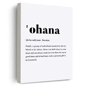 EVXID Ohana Definition Canvas Poster Painting Wall Art, Ohana Definition Print Picture Artwork Framed Ready to Hang for Home Wall Decor 12 x 15 Inch