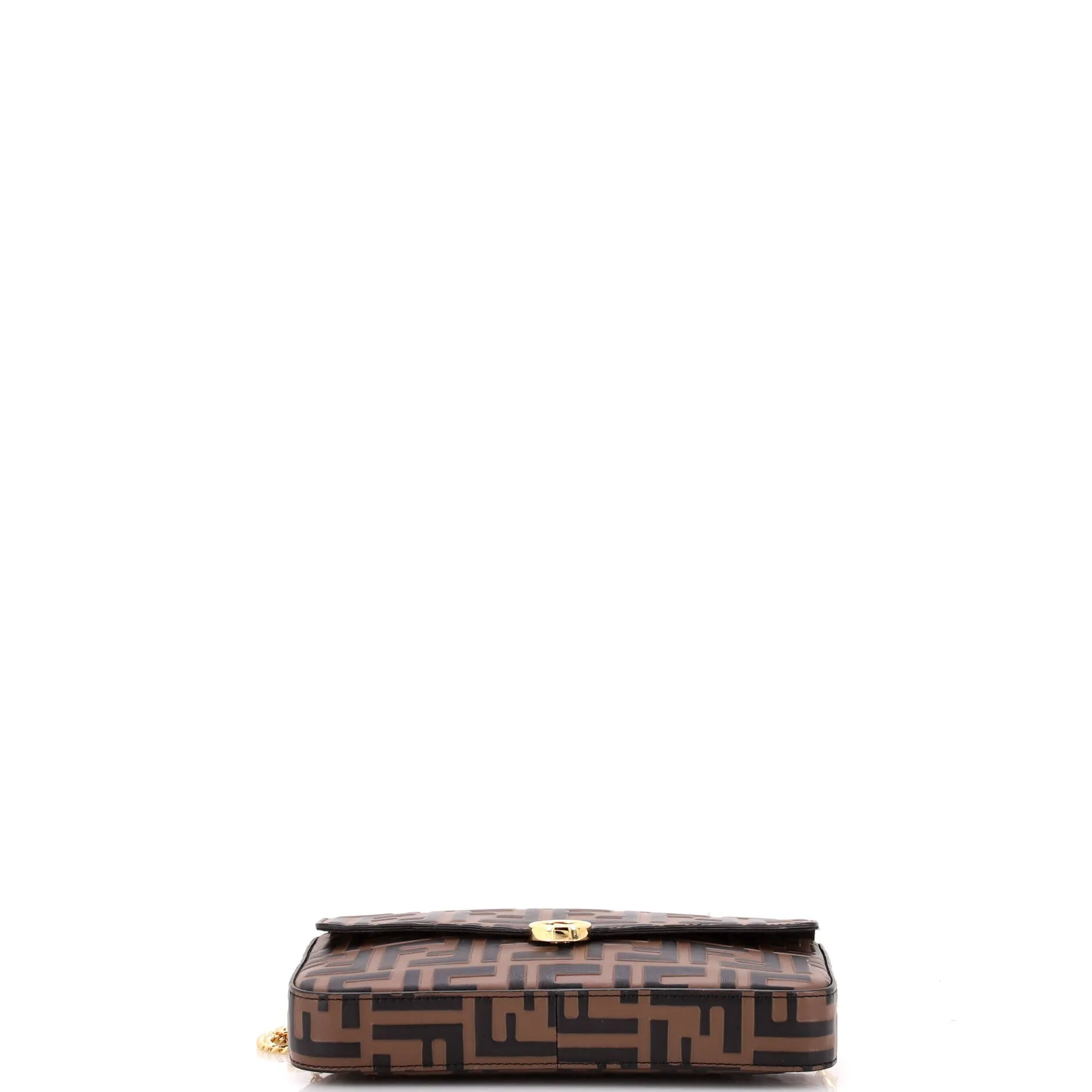 F is Fendi Envelope Clutch on Chain Zucca Embossed Leather