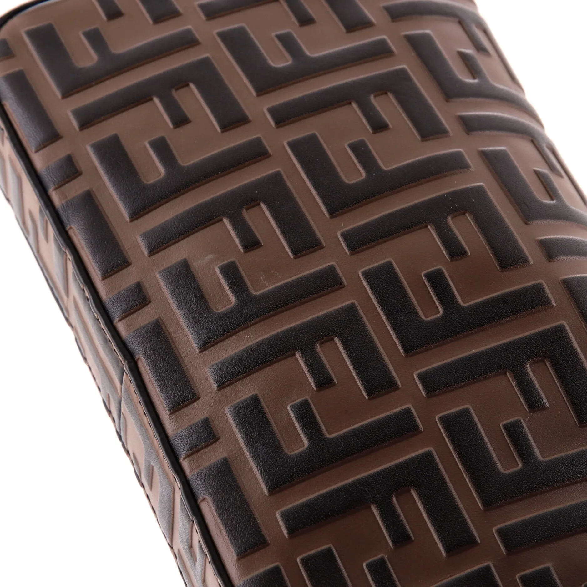 F is Fendi Envelope Clutch on Chain Zucca Embossed Leather