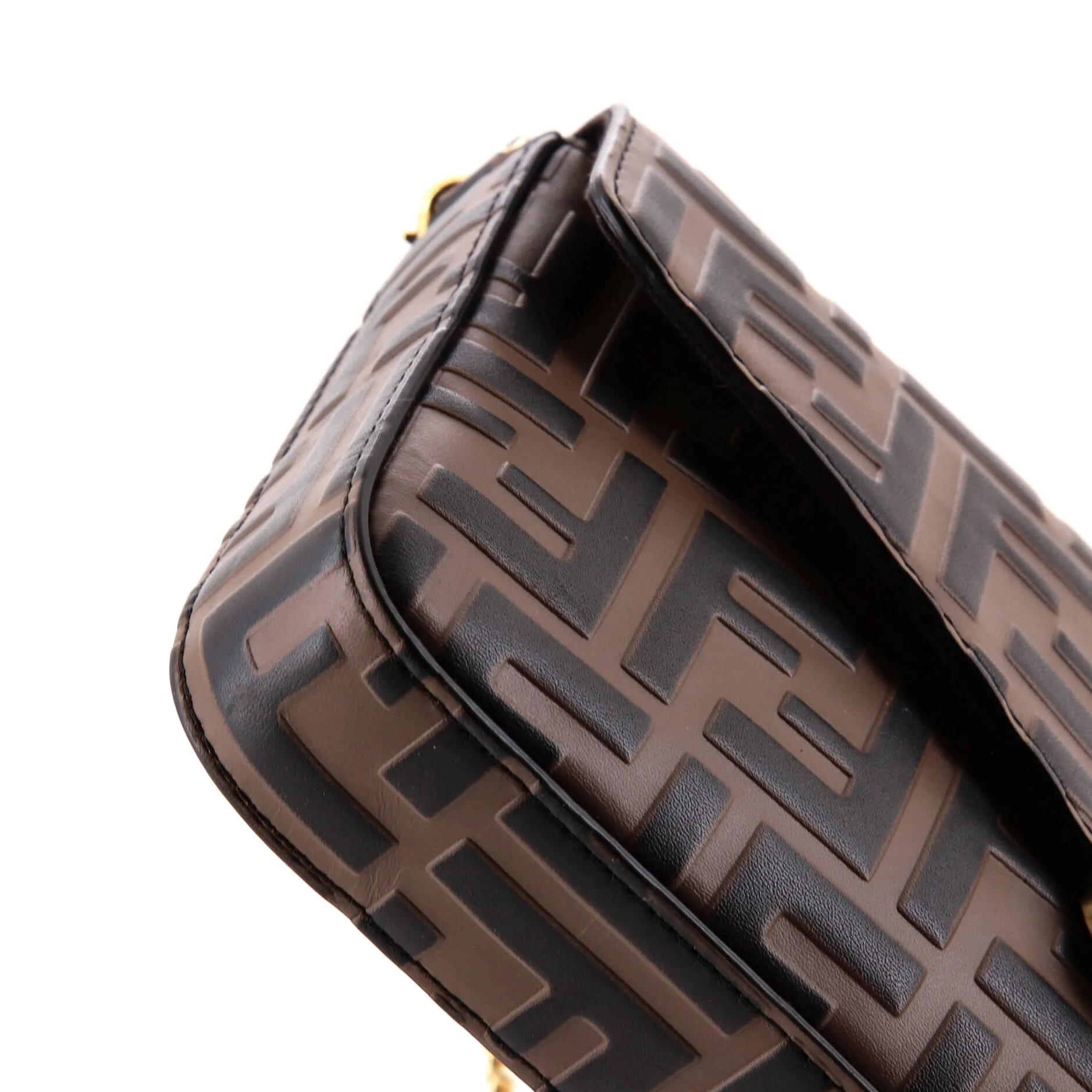 F is Fendi Envelope Clutch on Chain Zucca Embossed Leather