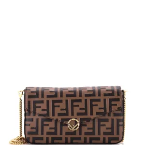 F is Fendi Envelope Clutch on Chain Zucca Embossed Leather