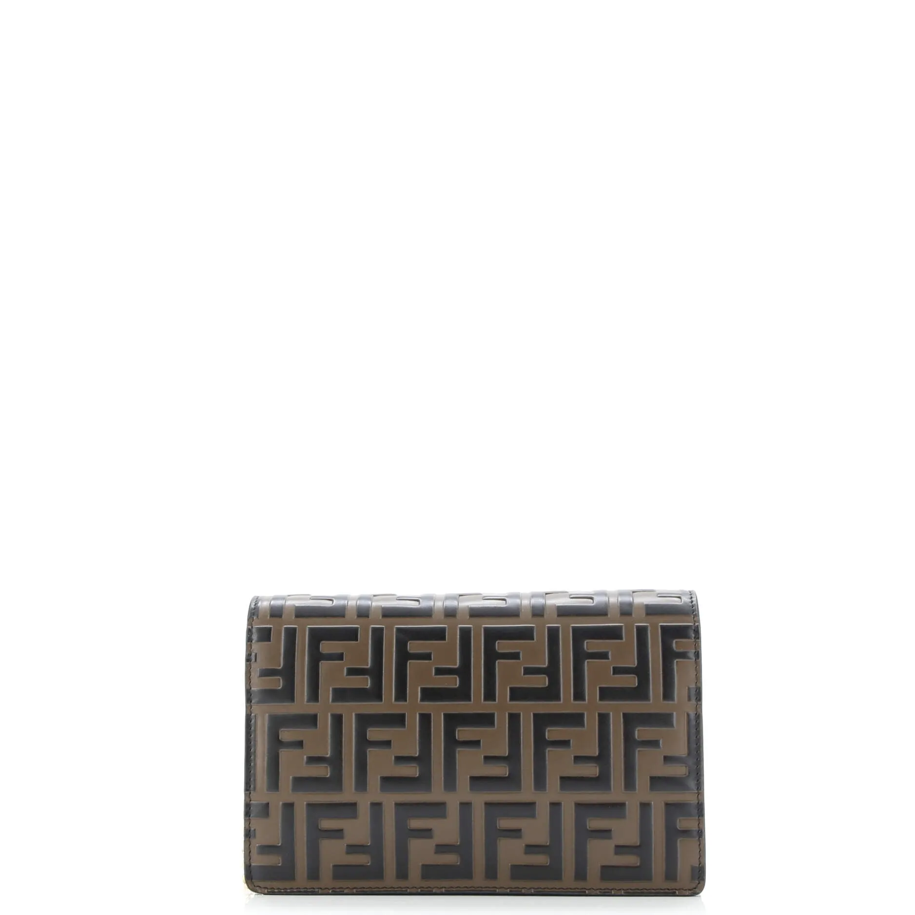 F is Fendi Envelope Wallet on Chain Zucca Embossed Leather