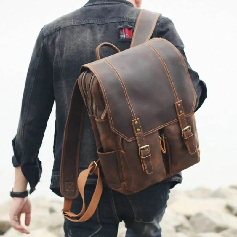Fashion Crocodile Leather Men’s Backpack Casual Travel Bag