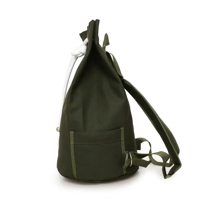 Fashion Unique Canvas Drawstring Basket Riding Backpacks