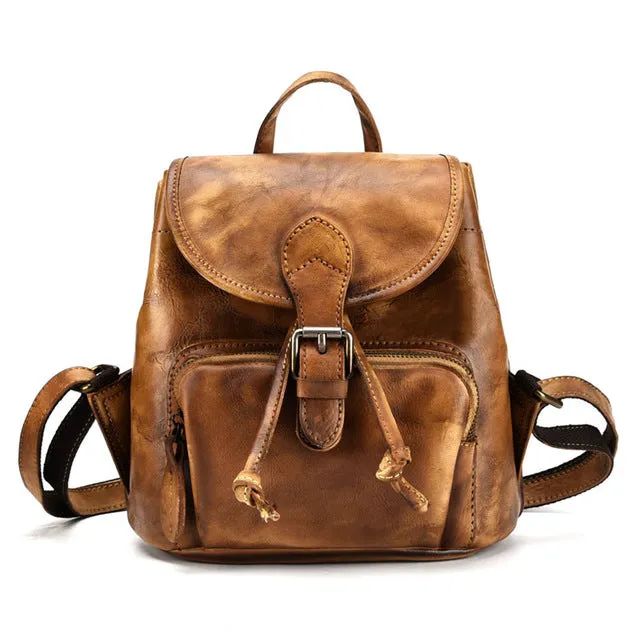 Female hand-brushed leather bag