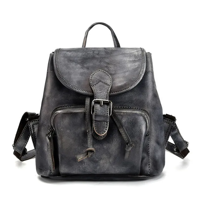 Female hand-brushed leather bag