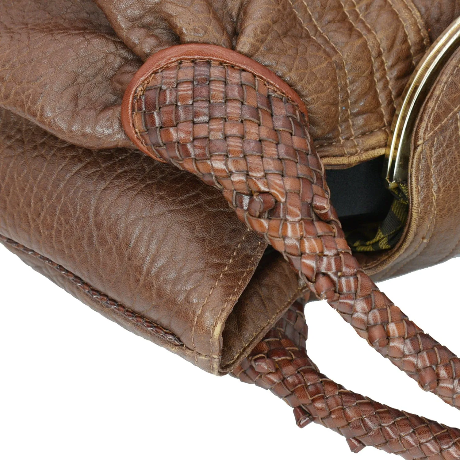 FENDI Spy Nappa Leather Satchel Bag Brown 8BR511