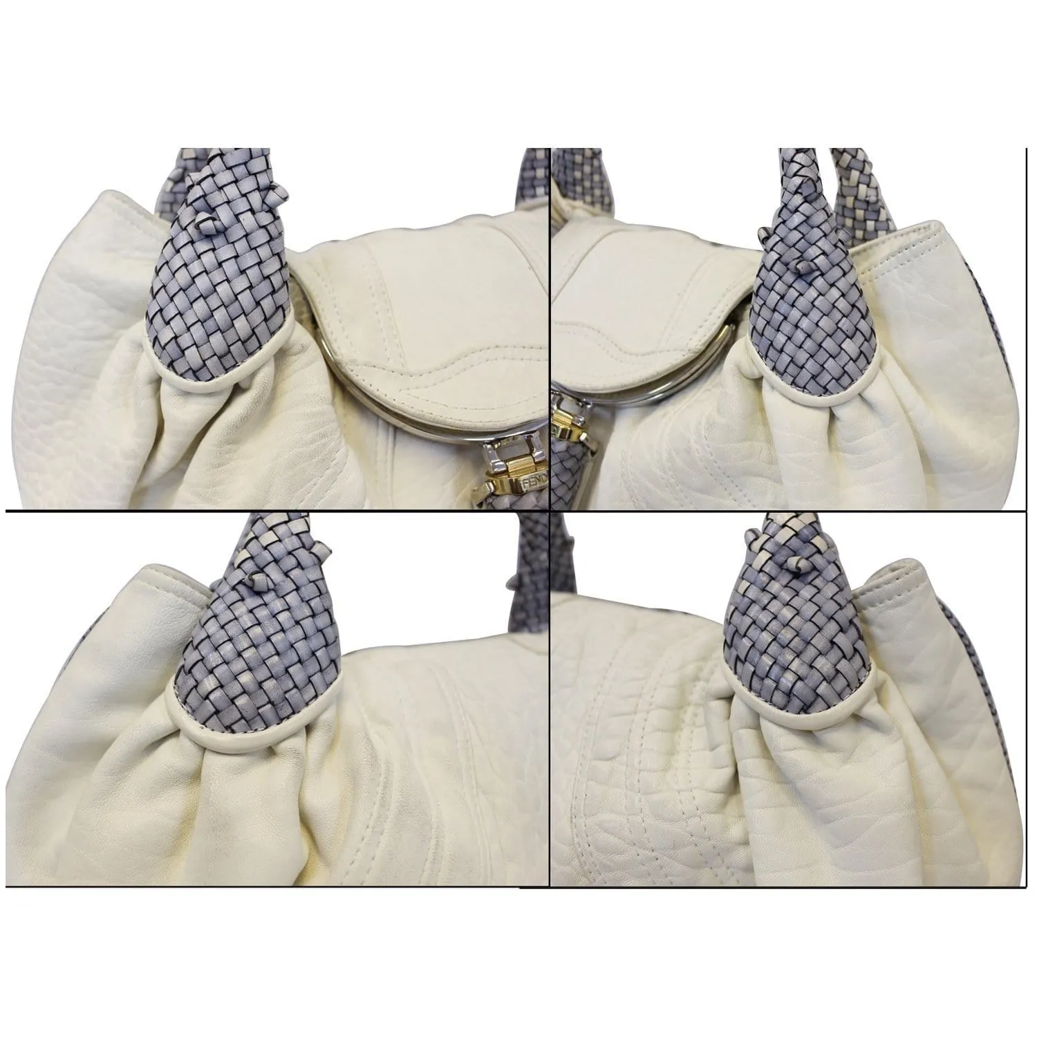 FENDI Spy Nappa Leather Satchel Bag White