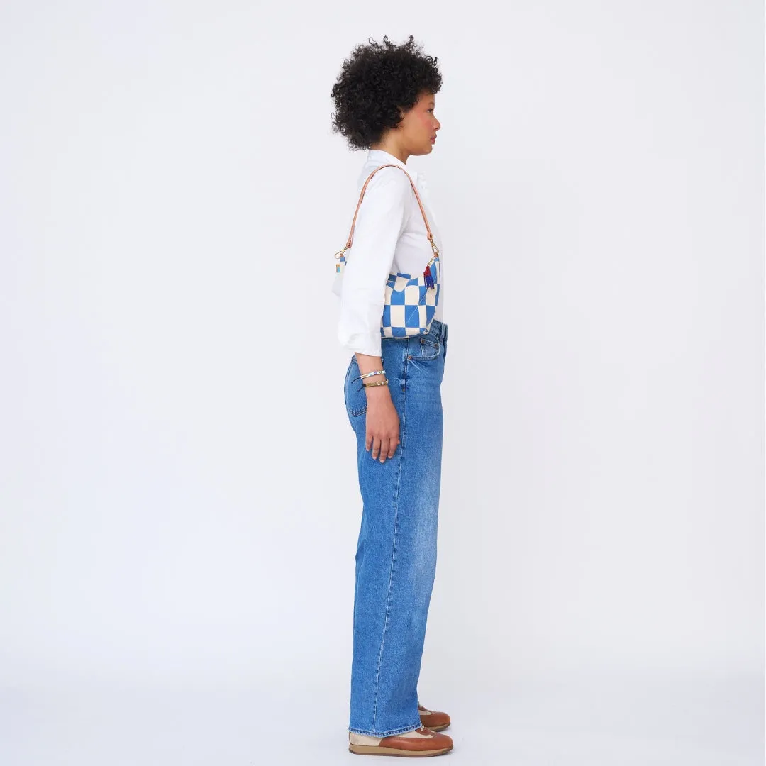 FINAL SALE: Large Convertible Pouch - Chambray Checker