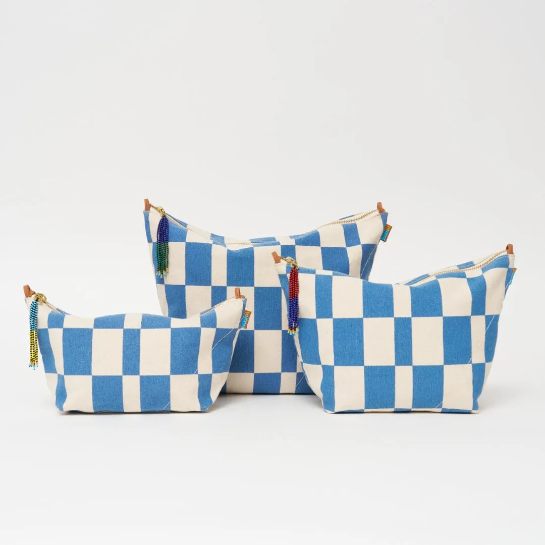 FINAL SALE: Large Convertible Pouch - Chambray Checker