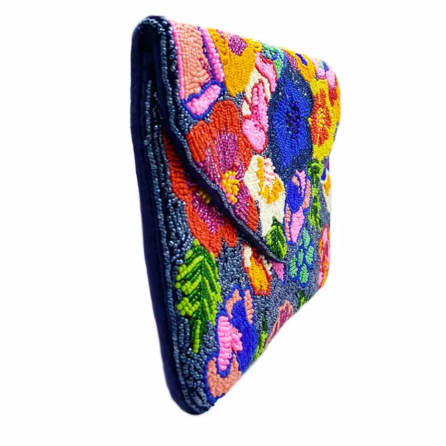 Flowery Glass Beaded Clutch