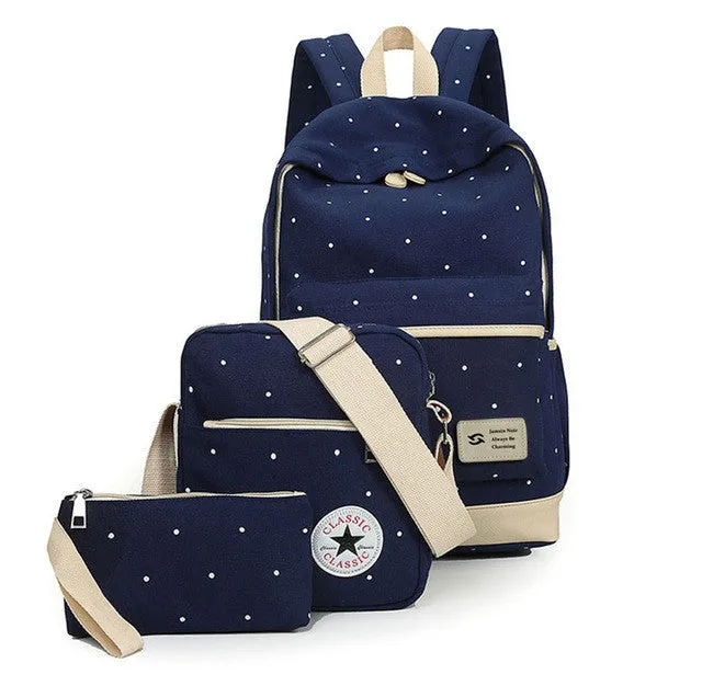 Fresh Canvas Women Backpack - 3pcs/set