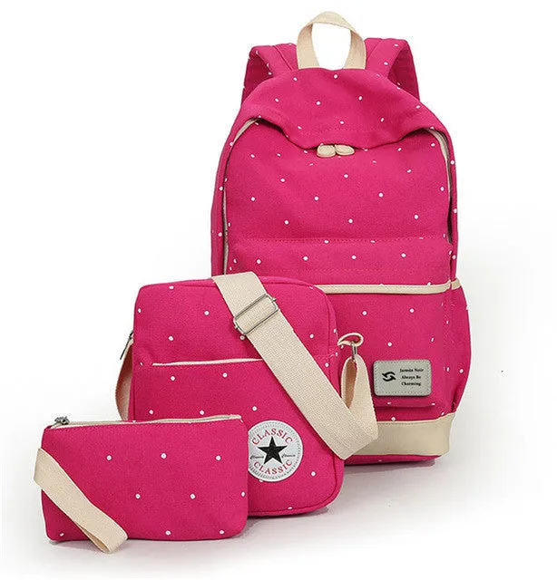 Fresh Canvas Women Backpack - 3pcs/set