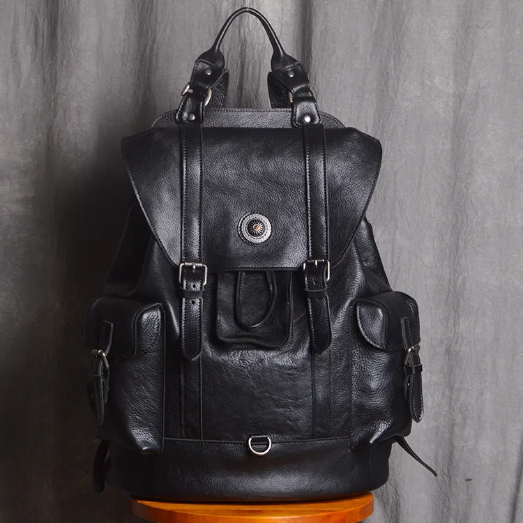 Full Grain Leather Backpack Men Travel Backpack Cool Backpacks