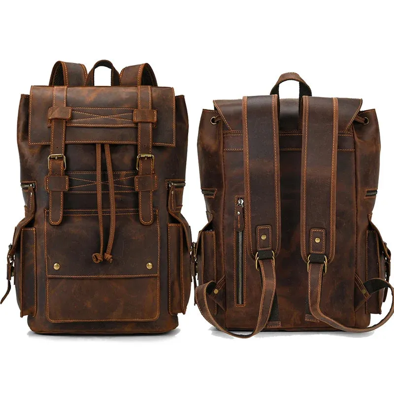Genuine Leather Laptop Backpack 17" Men Travel Daypack Bag