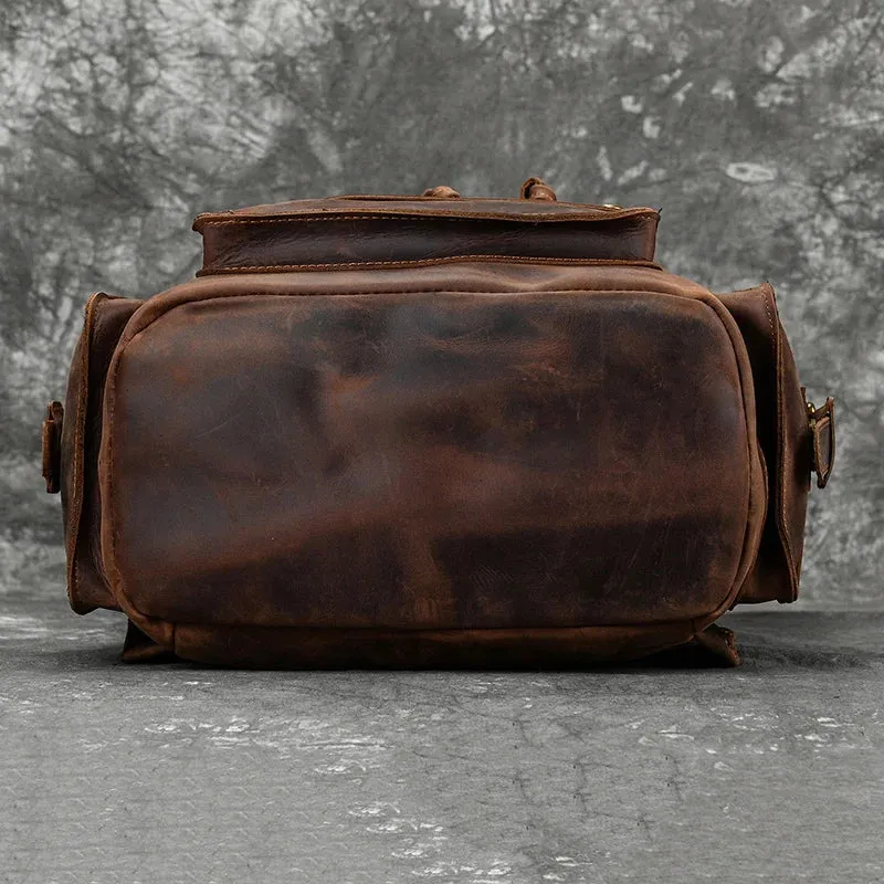 Genuine Leather Laptop Backpack 17" Men Travel Daypack Bag