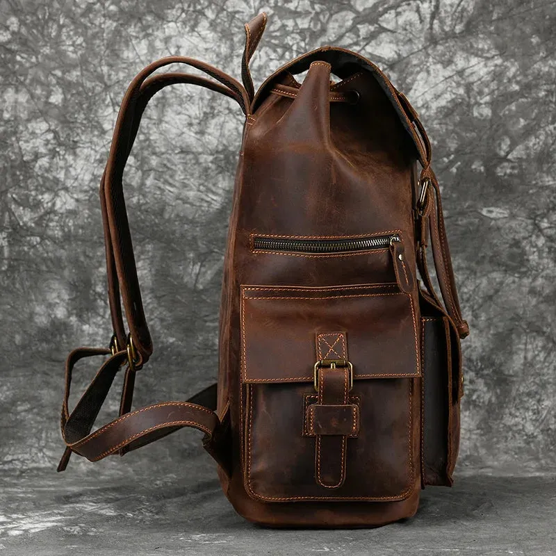Genuine Leather Laptop Backpack 17" Men Travel Daypack Bag