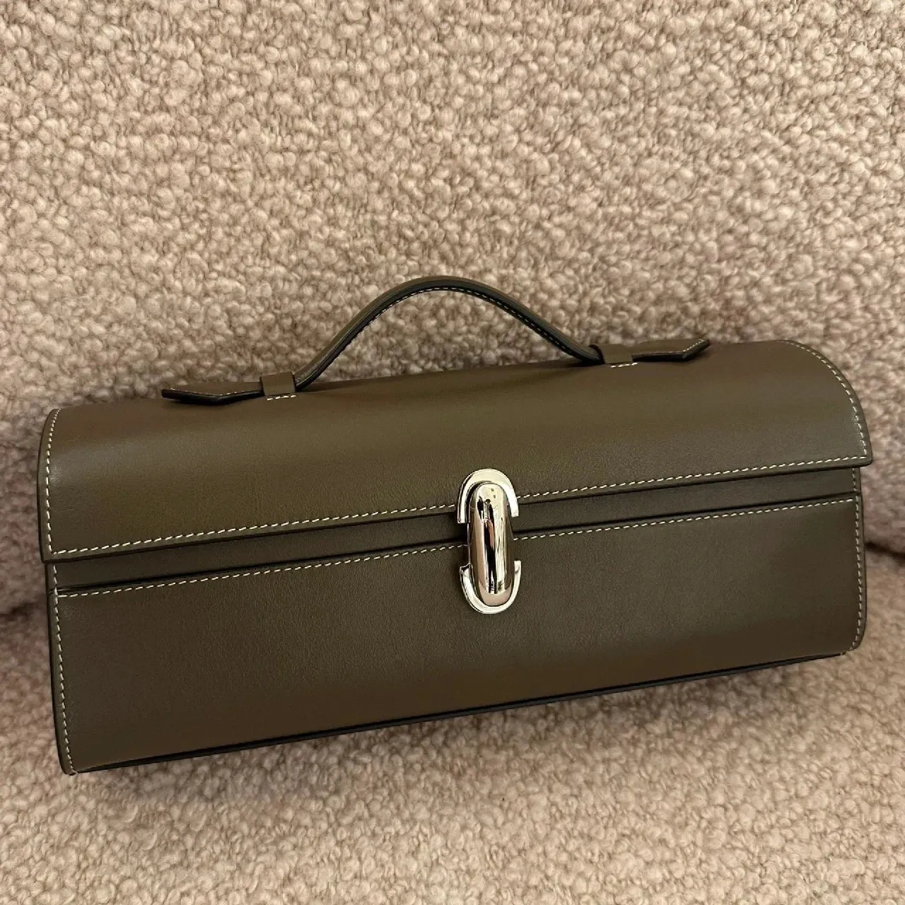 Genuine leather vintage handbag 2025 luxury design French simple calf leather horizontal small square bag fashion women handbag