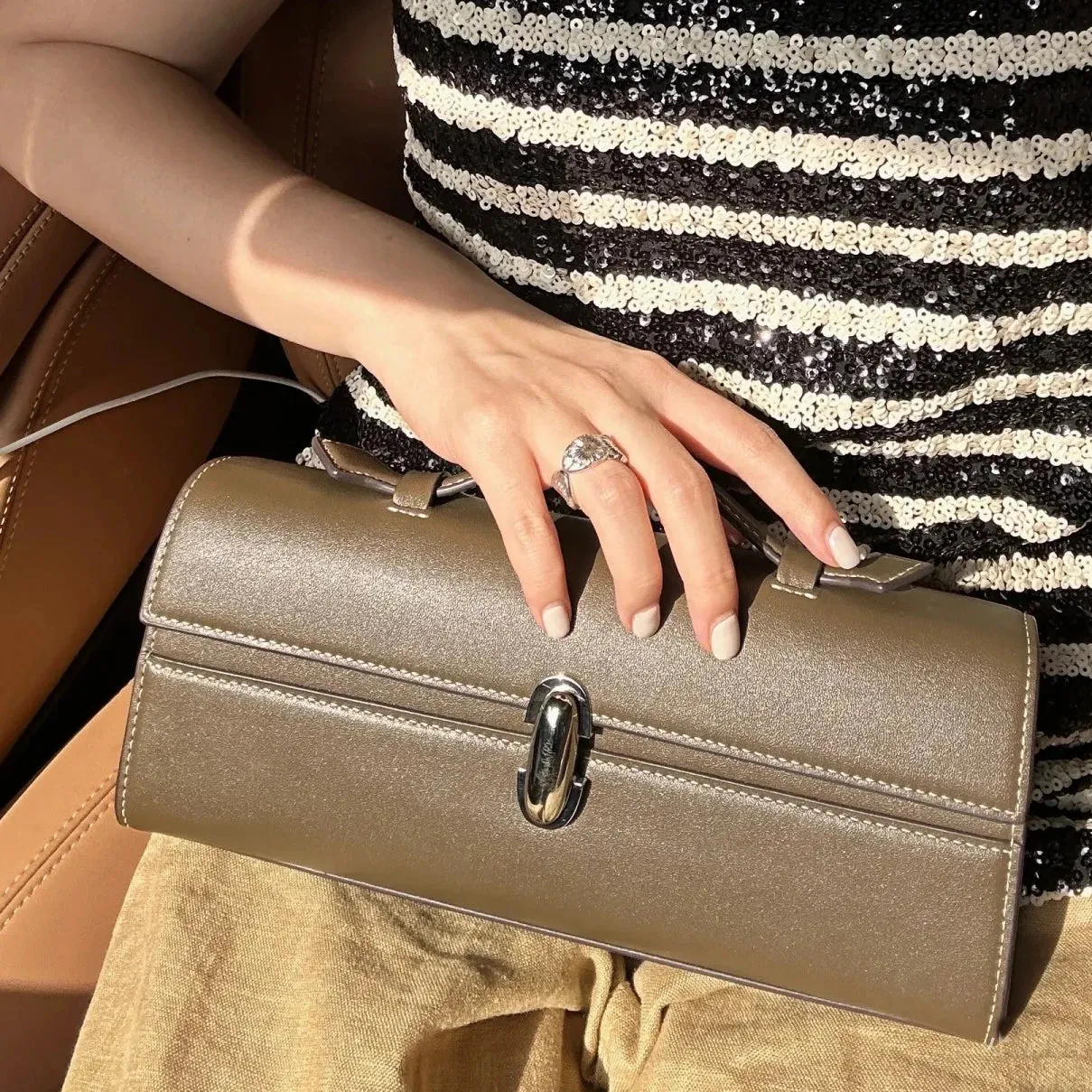 Genuine leather vintage handbag 2025 luxury design French simple calf leather horizontal small square bag fashion women handbag