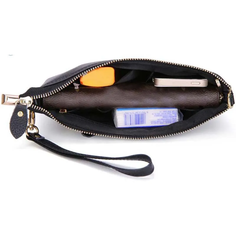Genuine Leather Women Clutch Cowhide Envelope Organizer Purse