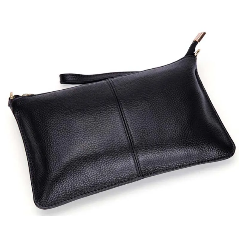 Genuine Leather Women Clutch Cowhide Envelope Organizer Purse