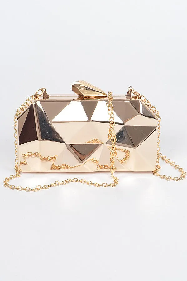 Get Your Trend On Metallic Gold Asymmetrical Clutch