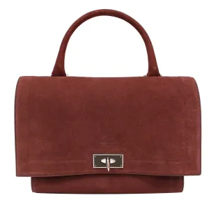 GIVENCHY Medium Shark Suede Leather Satchel Bag Red