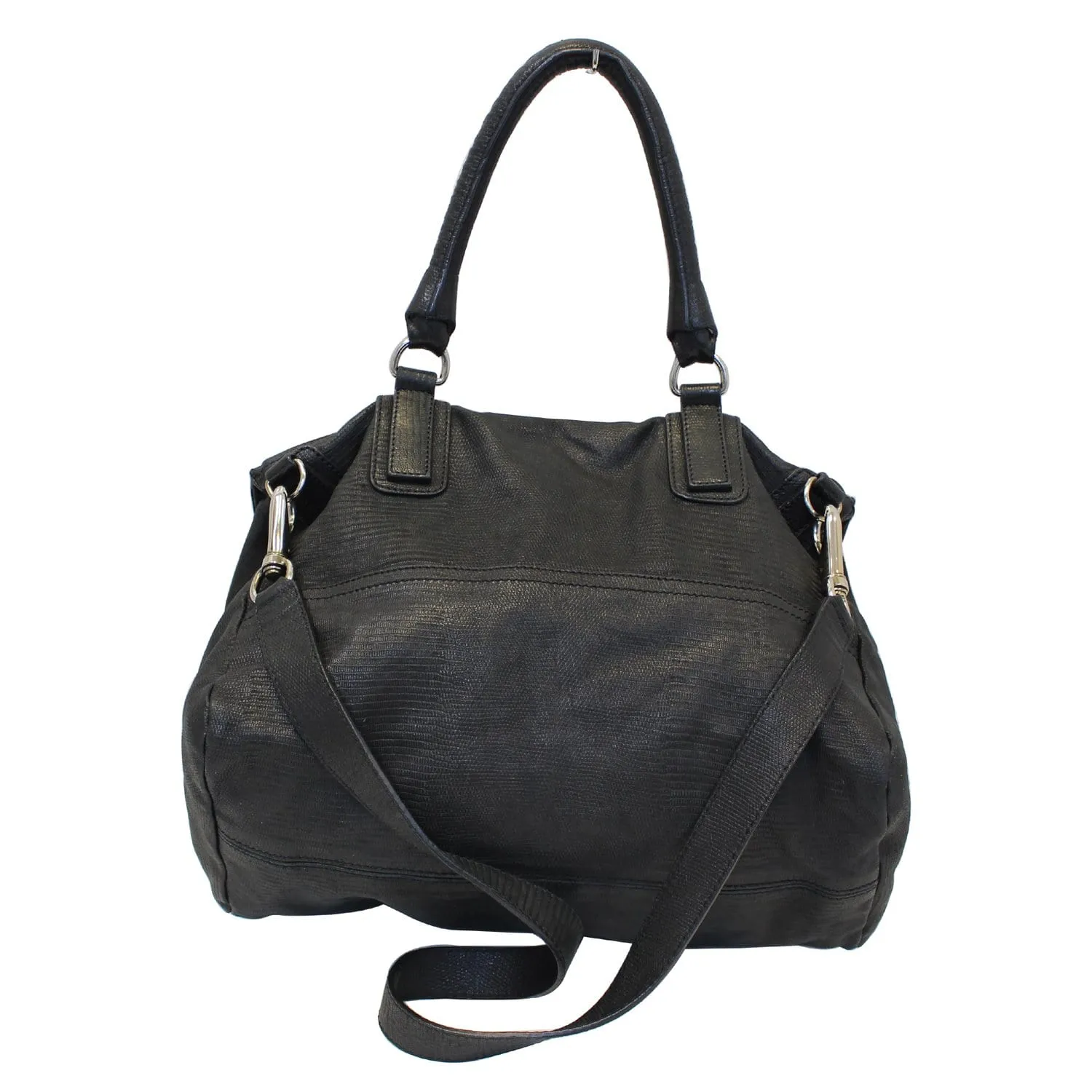 GIVENCHY Pandora Lizard Print Embossed Leather Shoulder Bag Black