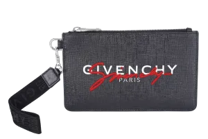GIVENCHY ZIPPED POUCH 20 BLACK LEATHER SILVER HARDWARE NO DUST COVER